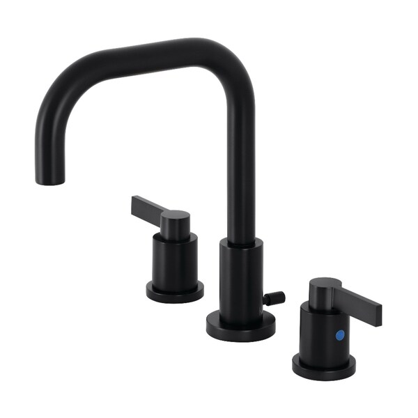 FSC8930NDL NuvoFusion Widespread Bathroom Faucet W/ Brass Pop-Up, Black